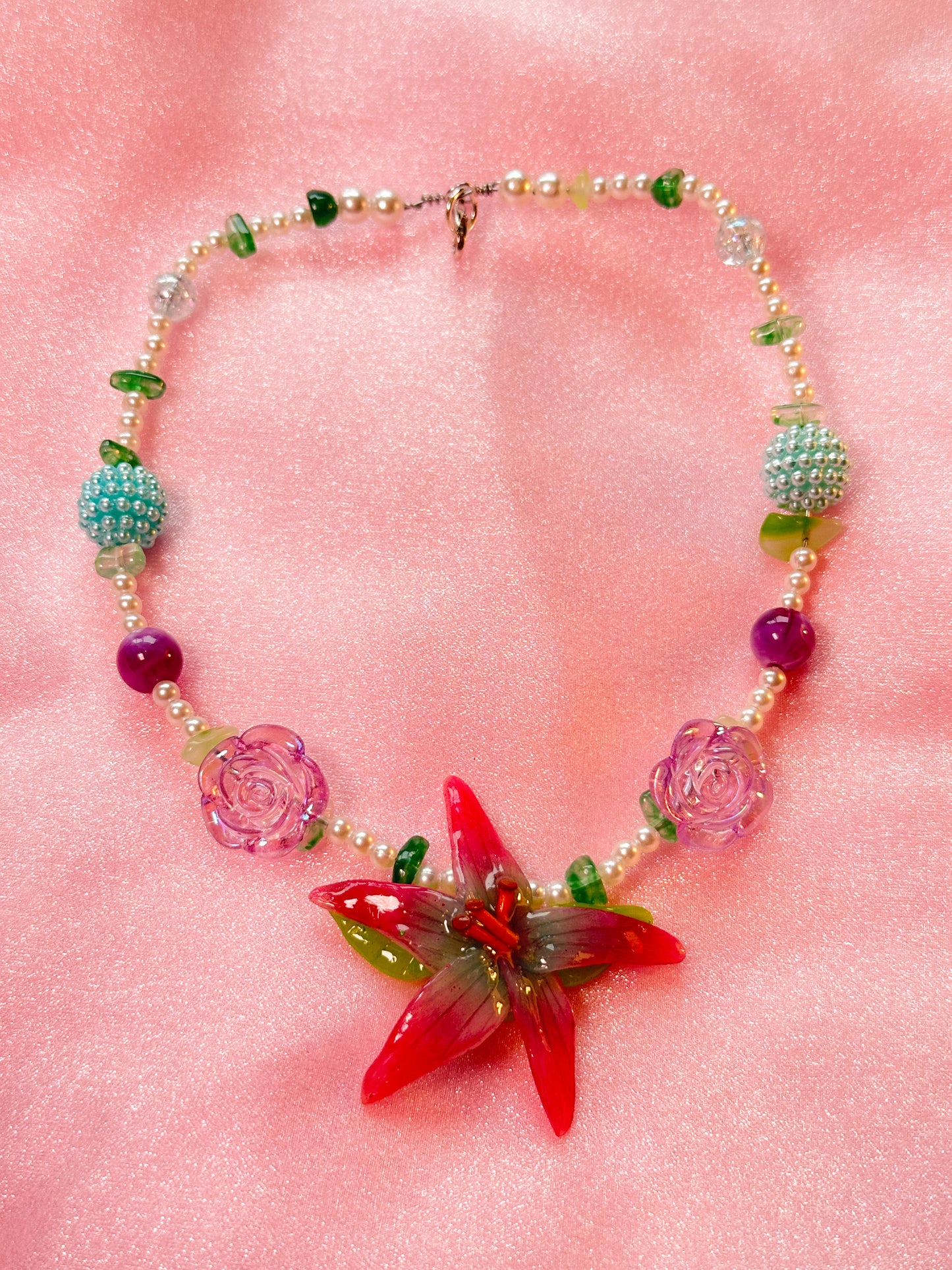 Handcrafted Lilly Necklace Purple