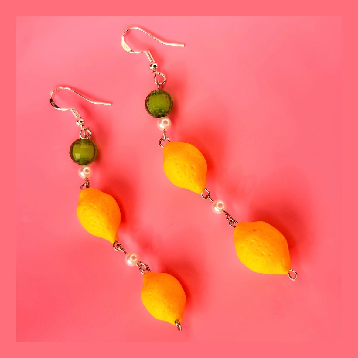 Handmade lemon earrings