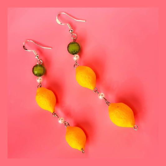 Handmade lemon earrings