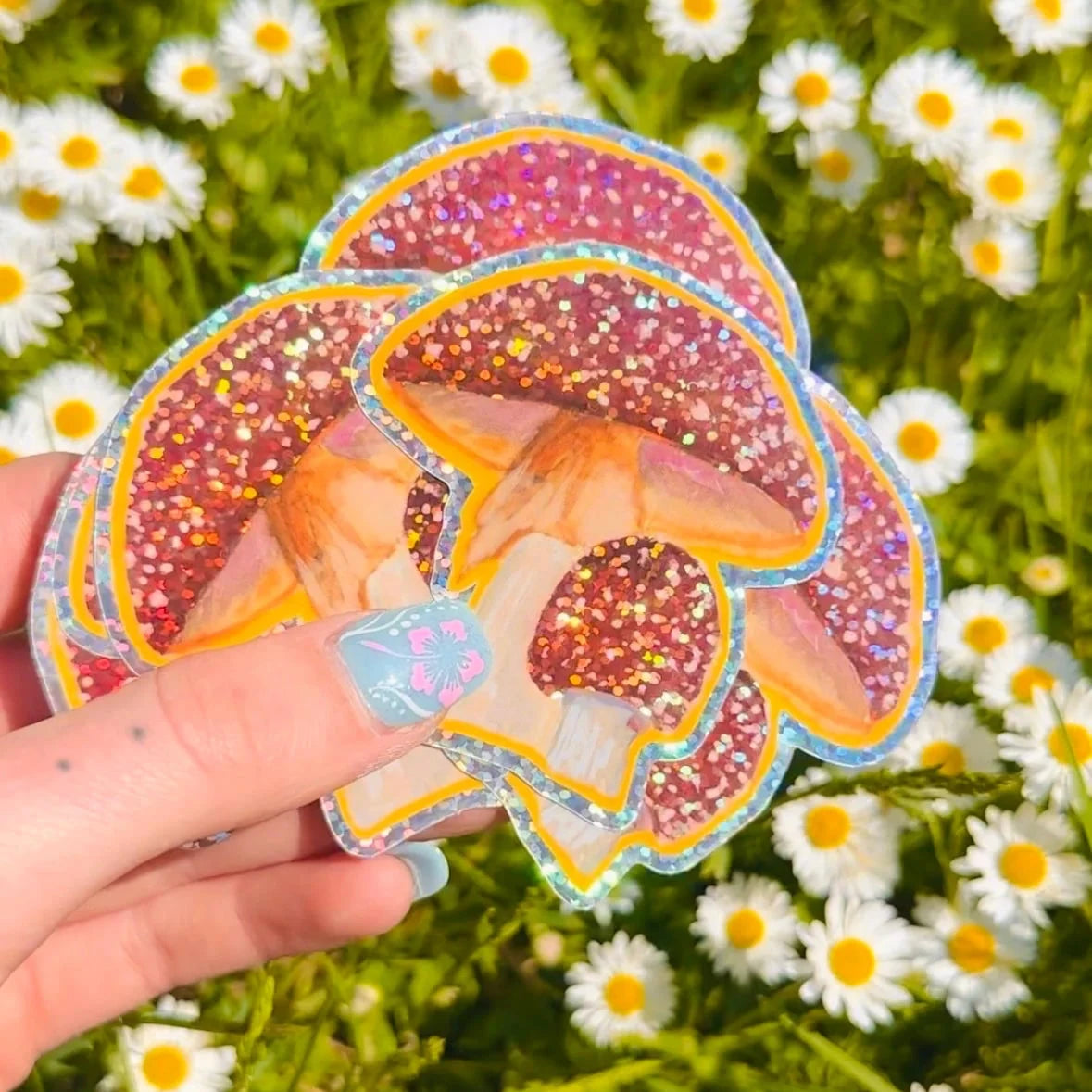 Glittery mushroom sticker