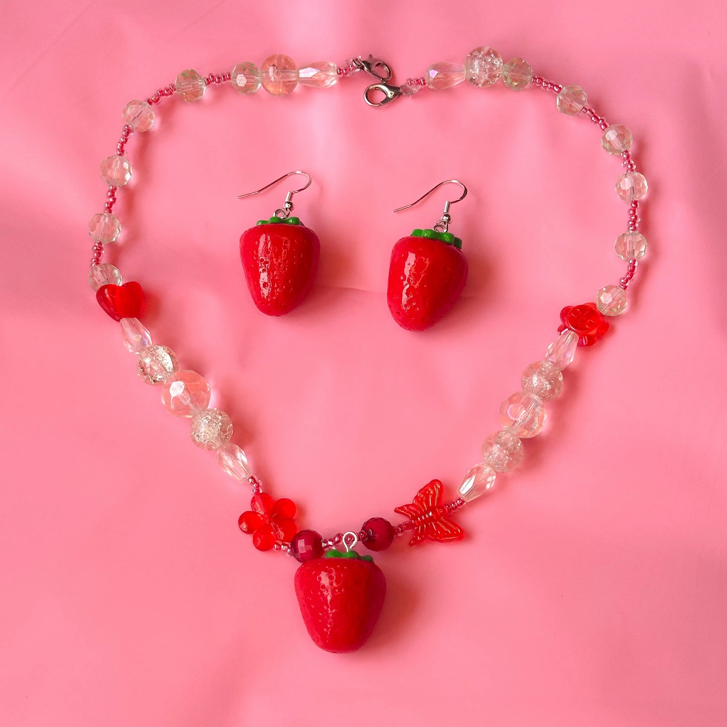 Handmade strawberry jewellry set