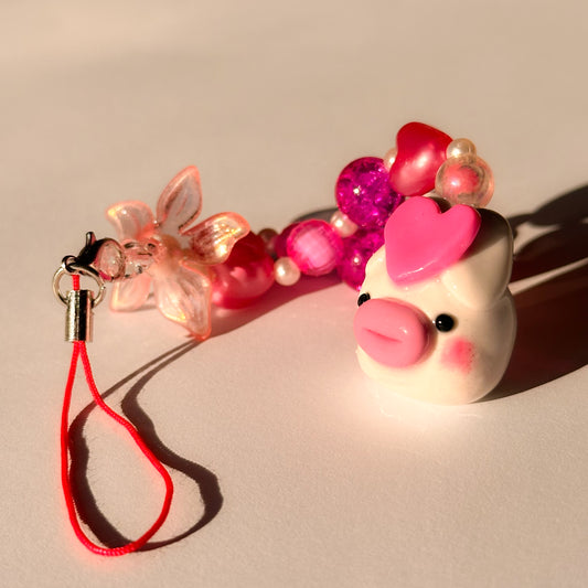 Heart Bunny Beaded Phone Charm