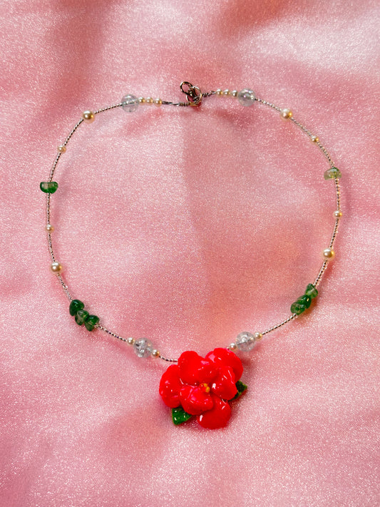 Handcrafted Hibiscus Necklace Pink