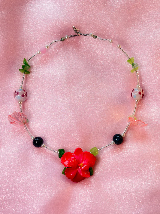 Handcrafted Hibiscus Necklace Pink