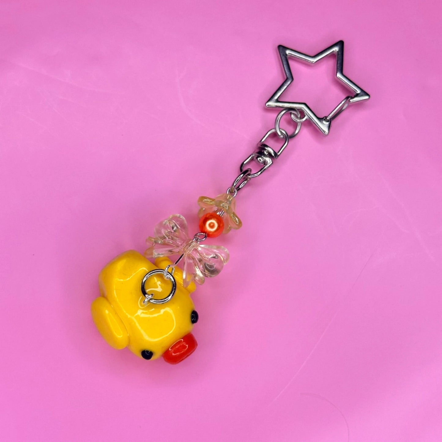 Duck Bestie Beaded Keychain